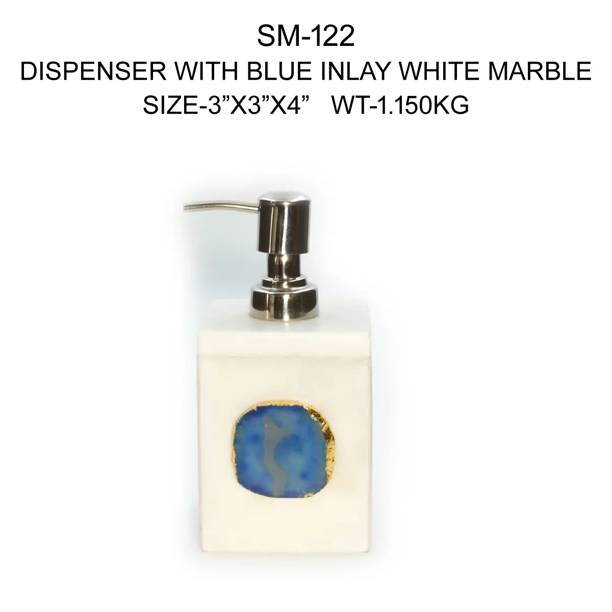 DISPENSER WITH BLUE INLAY WHITE MARBLE